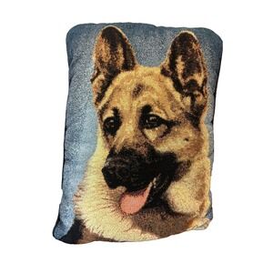 Vtg‎ Linda Picken German Shepherd Dog Tapestry Pillow 16x12 Signed Pet Art Decor